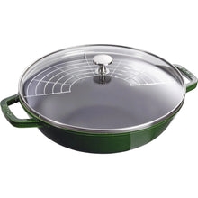 Učitajte sliku u preglednik galerije, Wok tava od lijevanog željeza Staub 30 cm zelena