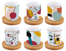 Učitajte sliku u preglednik galerije, Set 6 šolja + bamboo tanjirići Modernism 110 ml u poklon kutiji