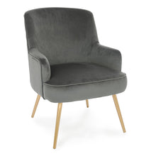 Učitajte sliku u preglednik galerije, Fotelje Clelia su u plišu i modernog su izgleda. Konstrukcija je od drveta, nogice su od čelika sa epoksidnim premazom. Punjenje poliuretanska pjena gustine 25-30kg/m3. Ukupna širina 60 cm, ukupna dubina 66 cm, ukupna visina 82 cm, visina dijela za sjedenje 43 cm, visina rukonaslona 54 cm.
Dimenzija: 60x66x82 cm
Materijal: pliš, drvo, metal
Boja: siva