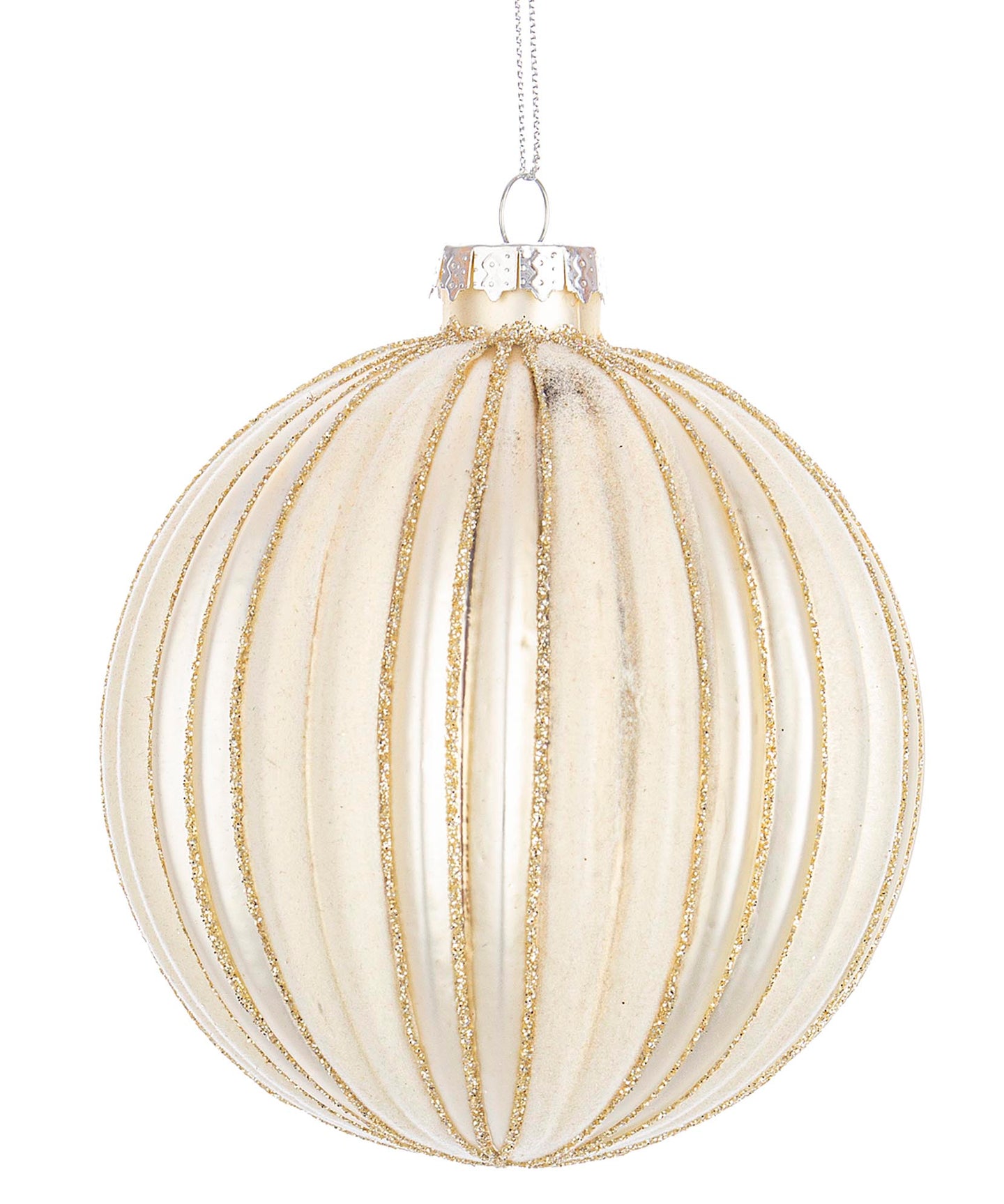 Novogodišnja staklena kugla Clio šampanj 10 cm