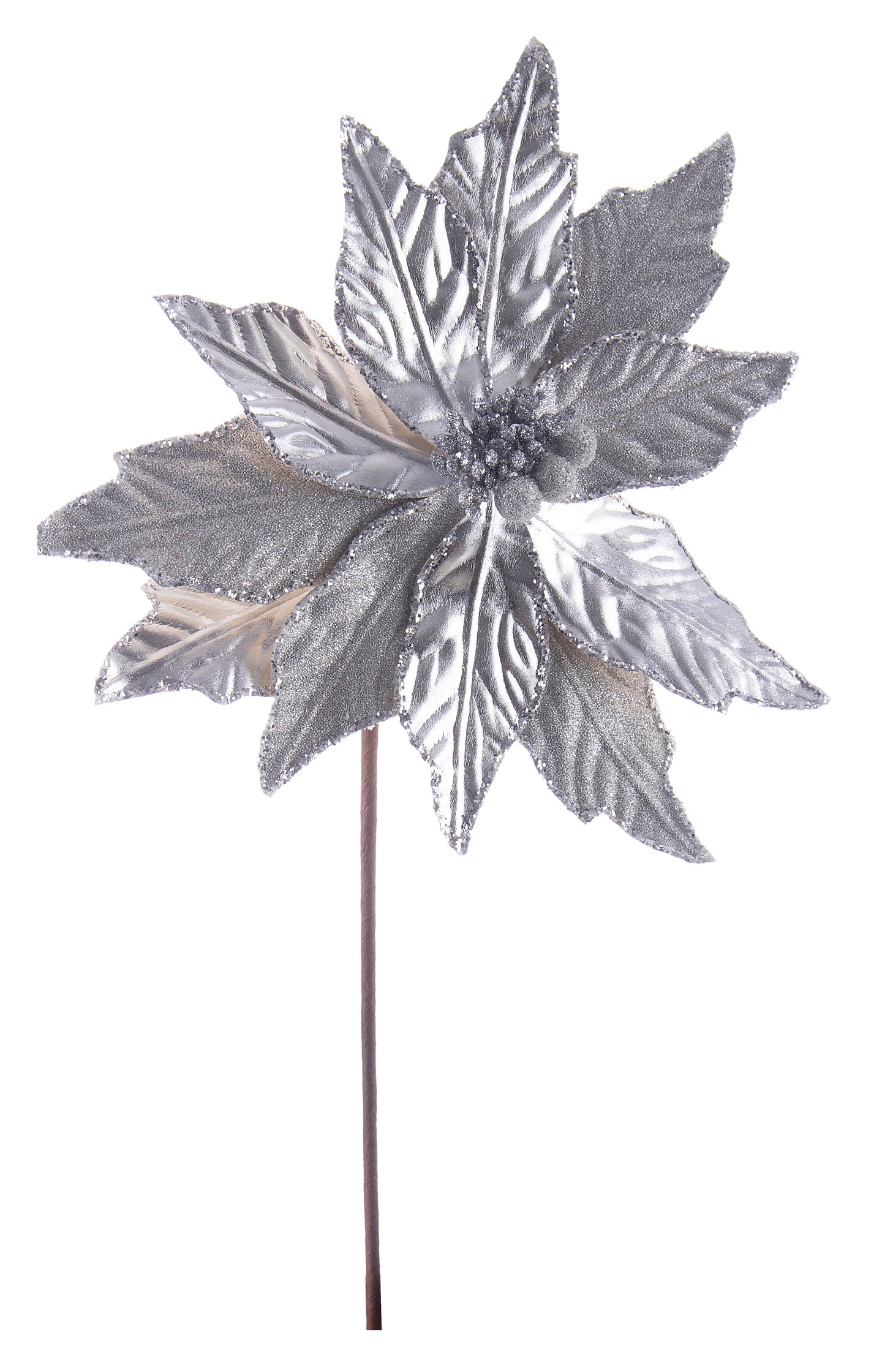 Cvijet za jelku Athena srebro 29x50h cm