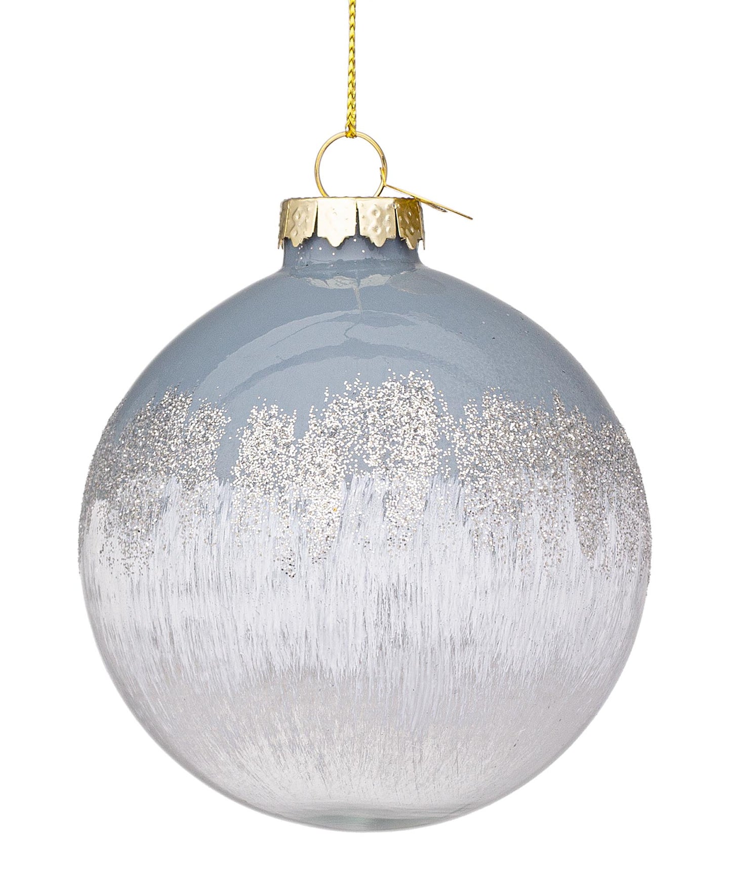 Novogodišnja kugla Elegance sivo bijela  D80 mm
