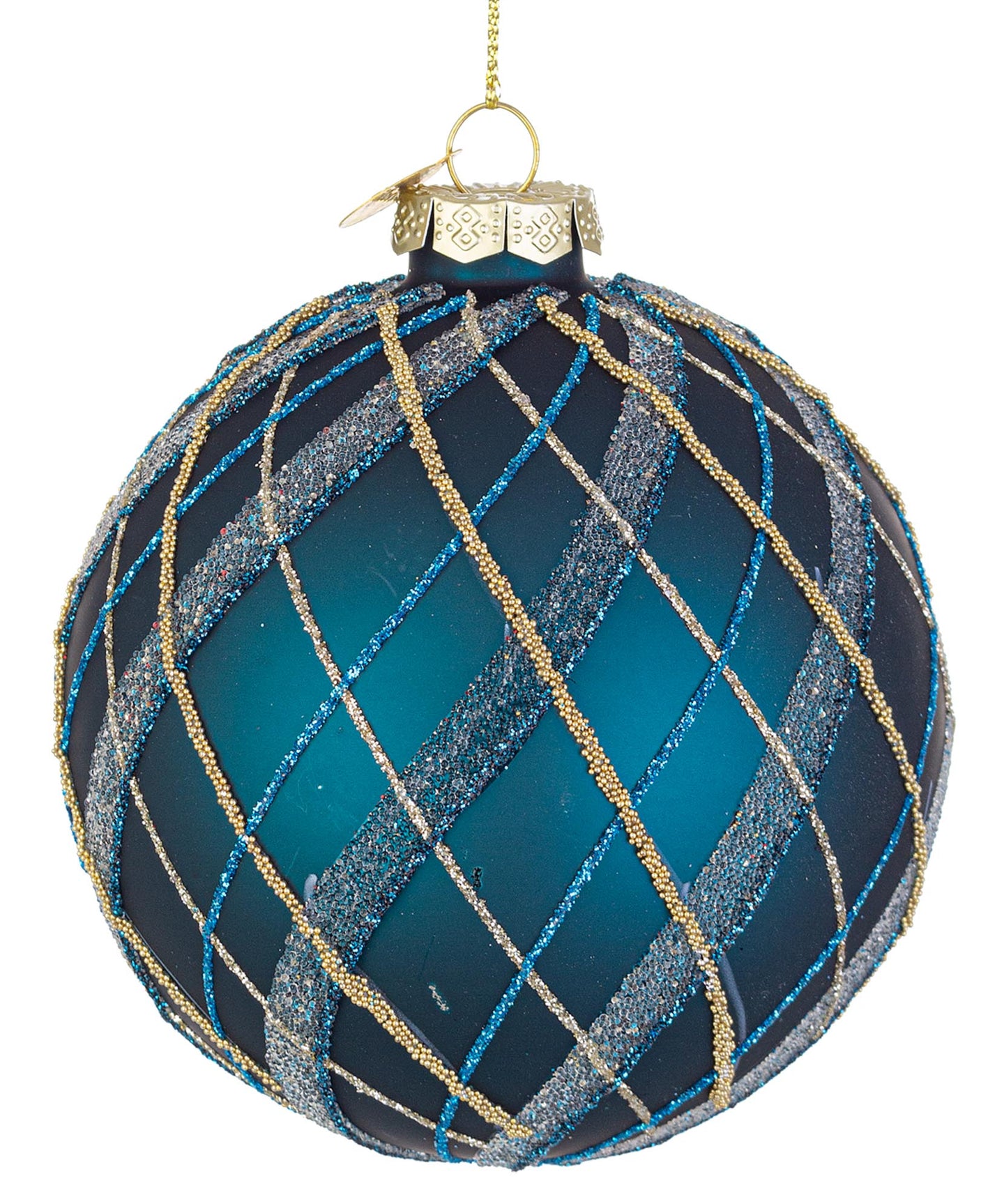 Novogodišnja kugla Twist plava D100 mm