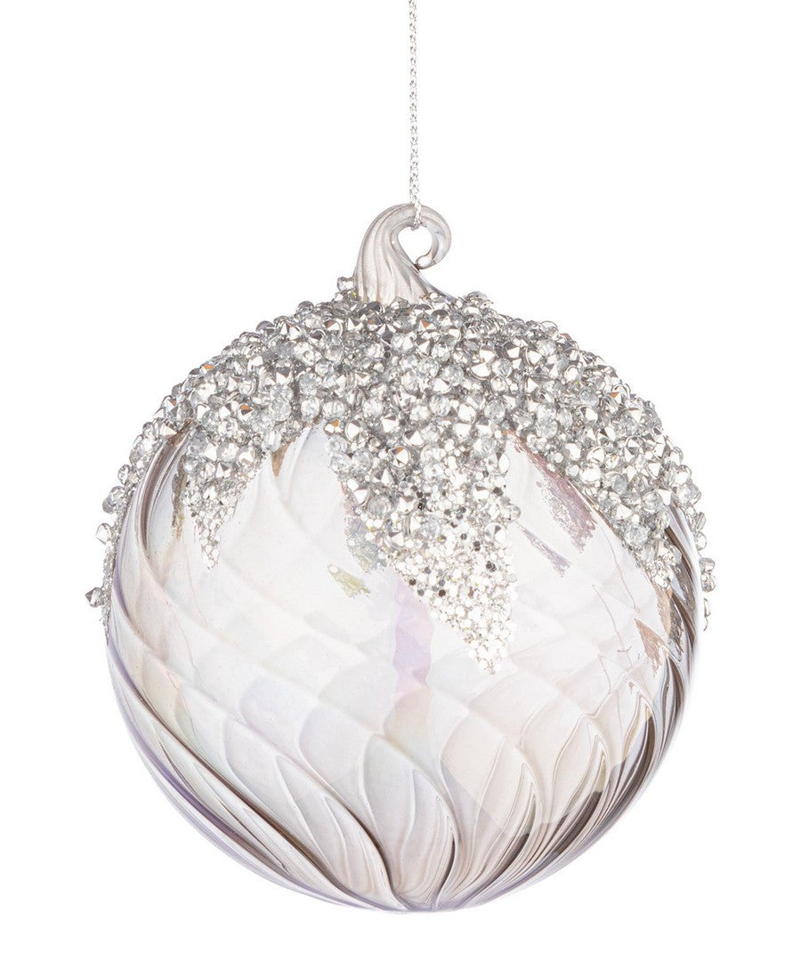 Novogodišnja staklena kugla Vortex siva 8 cm