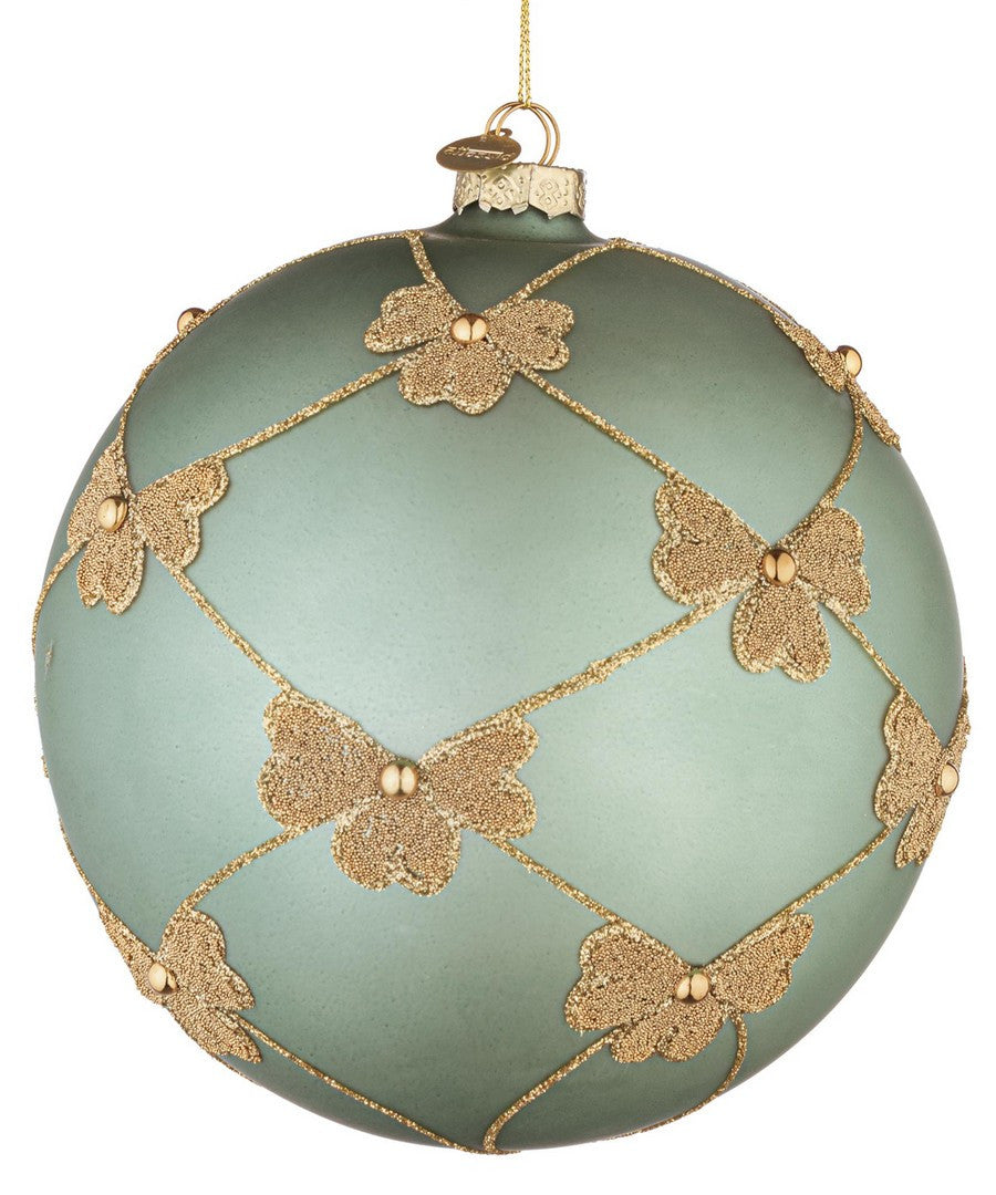 Novogodišnja kugla Flock aqua 15 cm
