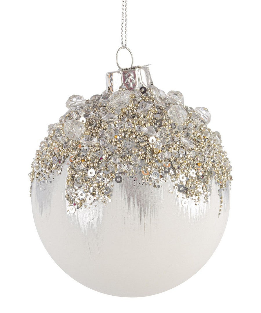 Novogodišnja kugla Gleeful bijela 8 cm