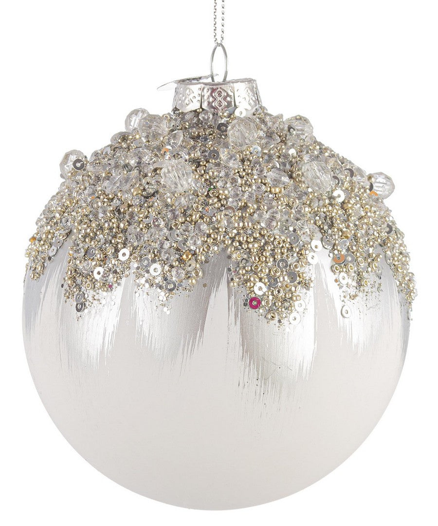 Novogodišnja kugla Gleeful bijela 10 cm