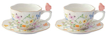 Učitajte sliku u preglednik galerije, Set 2 šolje sa tanjirićem 120 ml Dancing butterflies u poklon kutiji
