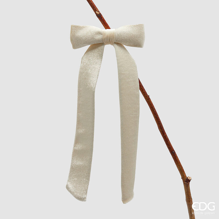 Ukras za jelku mašna sa štapom ivory 15x30h cm