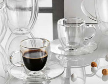 Učitajte sliku u preglednik galerije, Set 2 šolje sa tanjirićem Double glass Brandani
