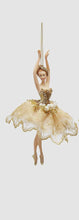 Učitajte sliku u preglednik galerije, Ukras za jelku balerina zlatna 17h cm assorto 3
