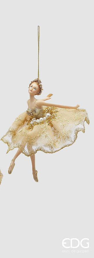 Ukras za jelku balerina zlatna 17h cm assorto 3