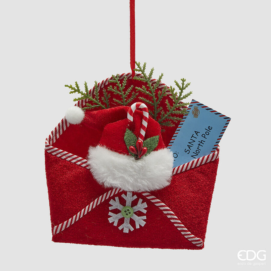 Ukras za jelku Pismo bijelo crveni 14h cm