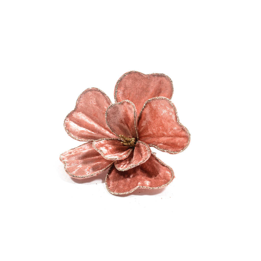 Novogodišnji cvijet Stoffa sa štipaljkom 20 cm rozi