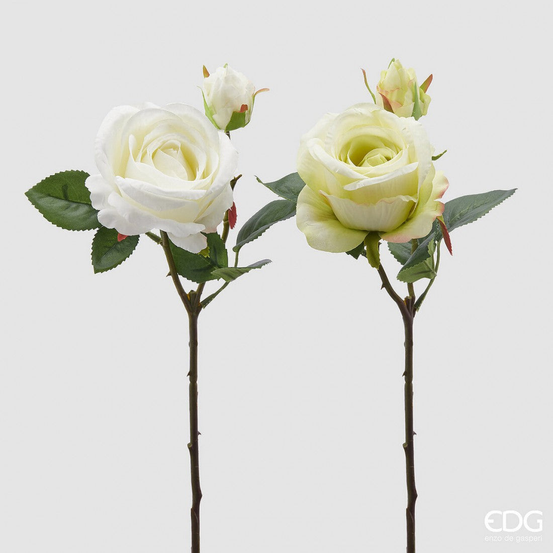 Cvijet ruže bijela/zelena sa pupoljcima 50h cm
