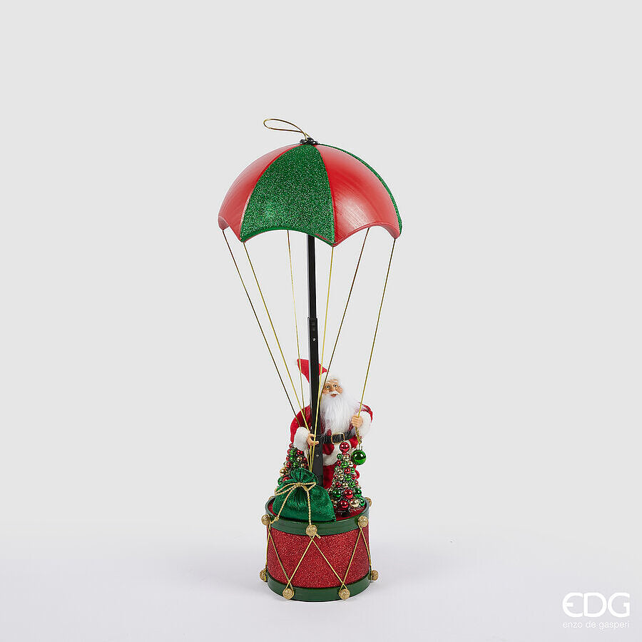 Figura Djed Mraz i padobran - zeleno crveni 80h cm