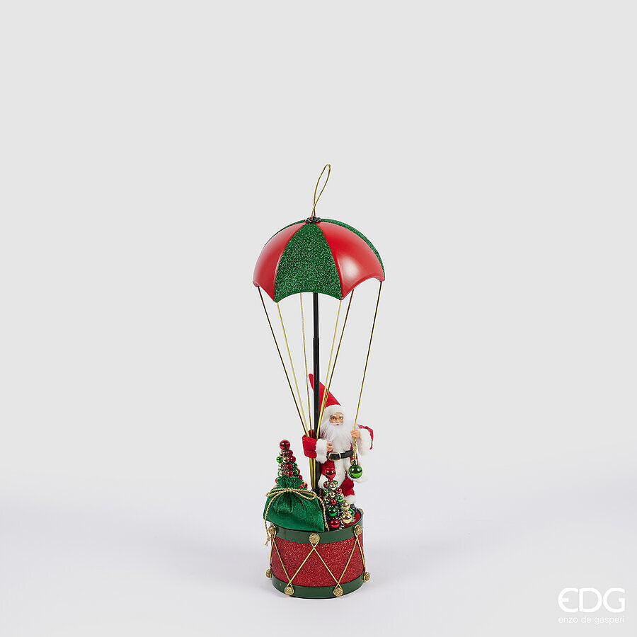 Figura Djed Mraz i padobran - zeleno crveni 60h cm