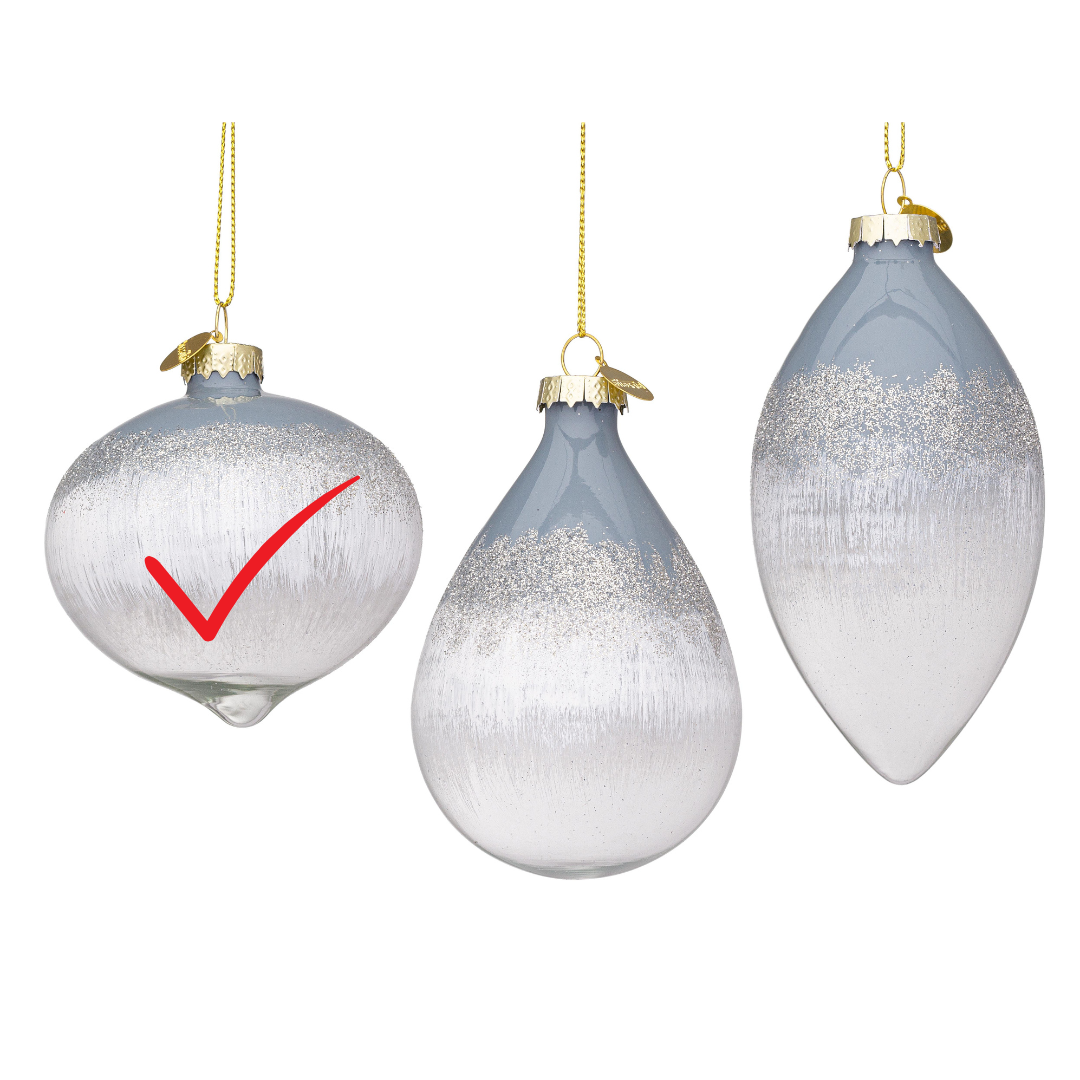 Novogodišnja kugla Elegance sivo bijela  ass3