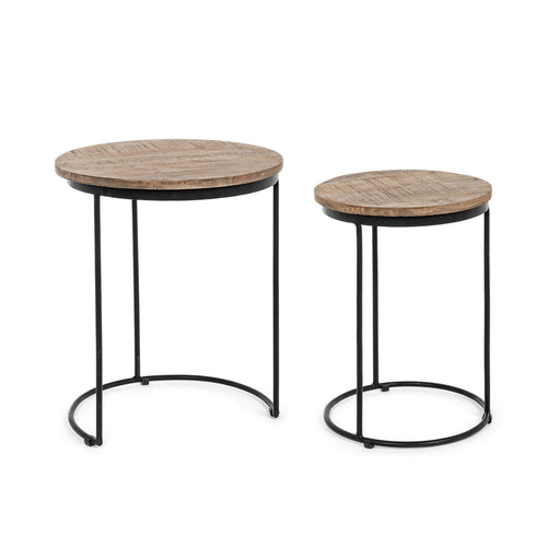 Konstrukcija stola izrađena je od čelika sa premazom od epoksidnog praha. Ploča stola je urađena od drveta manga sa završnom obradom vodenim bojama. Dominira tipičano alpski stil izrade, kao i malo smireniji tonovi, utišani prirodnim materijalima, crnom bojom te smirenijim, apstraktnijim i decentnijim uzorkom čelika preuzetim iz nordijskog stila uređenja.  
Dimenzija: 35x50 cm ; 46x57 cm 
Materija:čelik, drvo manga 
Boja:braon, crna
