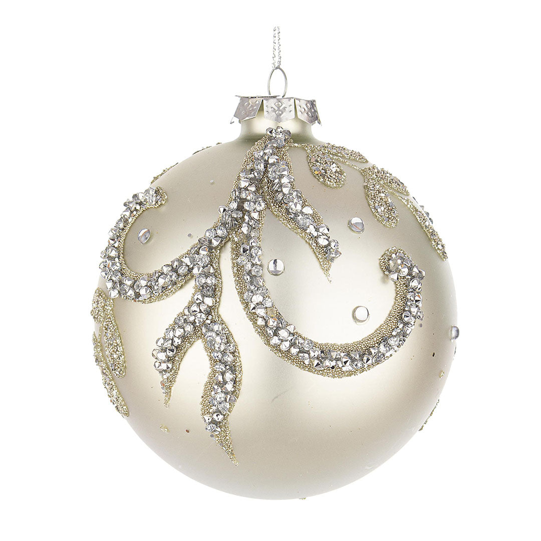 Novogodišnja staklena kugla Droplet Pearl White 10 cm