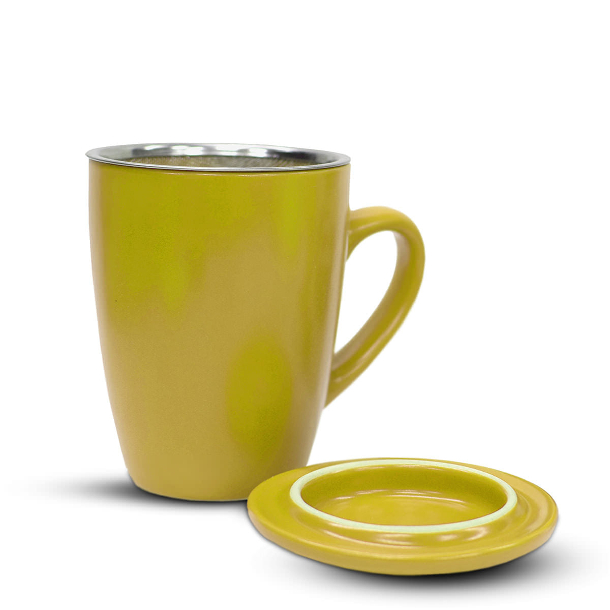 Šolja za čaj sa infuzerom I poklopcem žuta